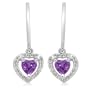 10k White Gold Heart-Shaped Amethyst with Diamonds Heart Earrings