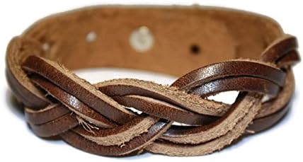 Womens Braided Bracelet Casual Brown Leather