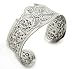 Jewelry : Wide Flower Design Embossed Sterling Silver Cuff Bracelet