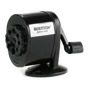 Stanley Bostitch All Metal Antimicrobial 8-hole Manual Pencil Sharpener With Dual Cutters, Black (MPS1-BLK)