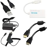 iKross MHL Micro USB to HDMI Female Adapter + Car Charger + Travel Charger  ....