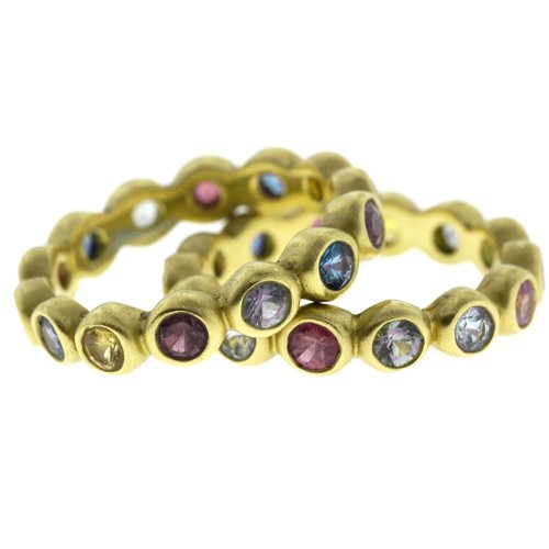 Oprah's 18K Gold Multicolor Sapphire Eternity Band Ring