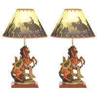 1 Pair 2 Western Decor Horse Statue Table Lamp Light Lighting