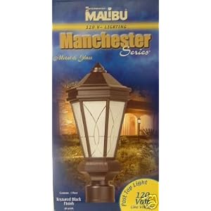 Malibu Textured Black Finish, Frosted Glass Post-top Light Fixture, Manchester Series... by 