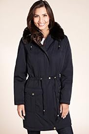 Mid Length Faux Fur Collar Hooded Anorak