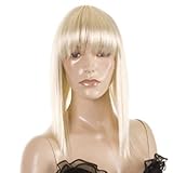 Hair By MissTresses Ladies Straight Mid Length Light Blonde Short Dallas Wig/ Lady Gaga Style