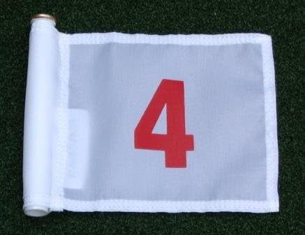 Red Numbered - White Jr. (8" L x 6" H ) Marker Flags For Golf &amp; Putting Green Applications, #4