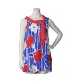 KAREN ZAMBOS Silk St. Barts Dress in Red & Blue