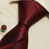 Burgundy stripes men wearing ties crimson mens style silk tie cufflinks set A1165