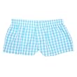 Poolside Blue Gingham Check Cotton Girl Boxers Mini Itty Bitty Shorts 1" Inseam, Covered elastic waist, 100% cotton,