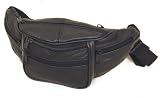 6 Pocket Genuine Solid (not patch) Leather Waist Pack, Fanny Pack. Large adjustable strap