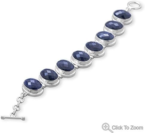 Faceted Rough-Cut Sapphire Toggle Bracelet