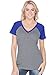 Kavio! Women Sheer Jersey Contrast V Neck Raglan Short Sleeve