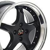 Wheel1x - Cobra R 4 Lug Deep Dish Style Wheel with Rivets and Machined Lip Fits Mustang (R) - Black 17x9