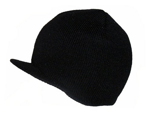 Cuffless Beanie Visor Jeep Cap - Colors Available, Black