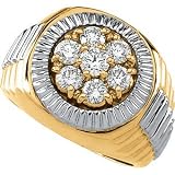 14K Two Tone Gold Men's Diamond Ring