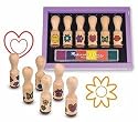 Melissa & Doug Deluxe Wooden Happy Handle Stamp Set