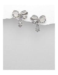 Bow Marcasite Earrings In 92.5 Sterling Silver