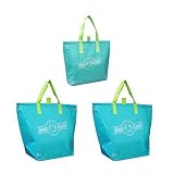 Insulated Reusable Tote Bags, Aqua Color 3 Pack
