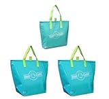 Insulated Reusable Tote Bags, Aqua Color 3 Pack