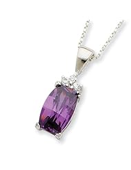 Sterling Silver 18in Cushion Cut Purple and Clear CZ Necklace.
