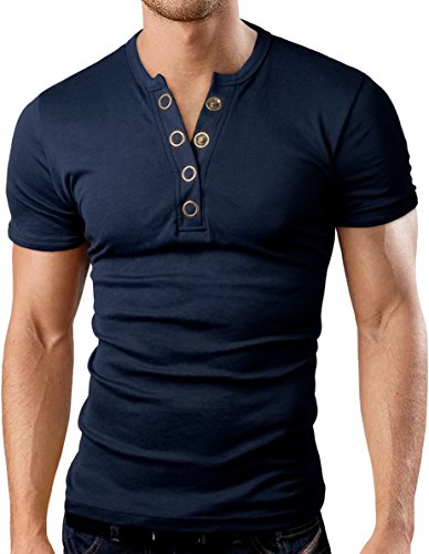Grin&Bear slim fit henley V with buttons, BH114