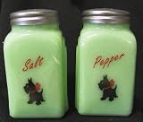 JADE JADEITE Glass Arched Salt Pepper w/ Scottie Dogs
