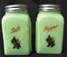 JADE JADEITE Glass Arched Salt Pepper w/ Scottie Dogs
