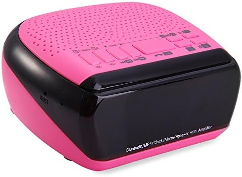 MX - 018 Portable Desktop Alarm Clock Bluetooth V2.1 Stereo Speaker Support FM Radio Time Display TF Card Slot (PINK)