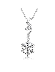 14K Italian White Gold Diamond Cut Swirl Snowflake Drop Pendant Necklace (16"), Women Jewelry in Gift Box