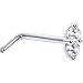 Body Candy Solid 14k White Gold Clear 1.5mm CZ Marquise L Shaped Nose Stud Ring 20 Gauge 1/4