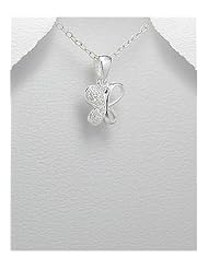 Butterfly CZ Pendant Necklace In 92.5 Sterling Silver