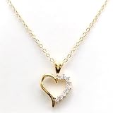 AEON Gold Plated Heart CZ Pendant on an 16 Chain