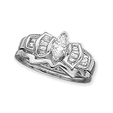 14K White Gold 5/8 ct. Baguette and Marquise Cut Diamond Bridal Engagement Set