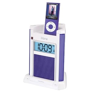 iHome iH4 Alarm Clock Speaker System with Dock for iPod (Lilac)