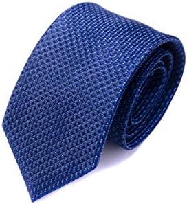Weltie Men's 100% Silk Necktie, Dot Woven Striped Tie, Soft Wool Lining- Dark Blue