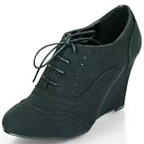 Dekorative Damenschuhe Wedge Pumps mit Schn�rrung MQ1105 Black Gr. 40