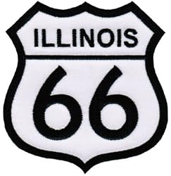 Route 66 Illinois Embroidered Patch Iron-On Highway Road Sign Biker Emblem