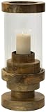 Large Rings Mango Wood Glass Hurricane