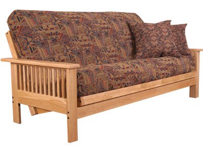Kitchen: Cottage Futon 80957211112Q Virginia Oak Queen Size Futon Frame   Medium Oak Finish   Mattress sold seperately