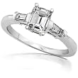 1.00ctw Emerald & Baguette Cut Diamond Engagement Ring in 14kt White Gold (HI/SI)