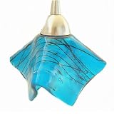 Turquoise with Black Streamers Art Glass Kitchen Island Pendant Light