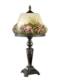 Dale Tiffany 10208/788 Hibiscus Pairpoint Style Table Lamp, Fieldstone and Handpainted Shade