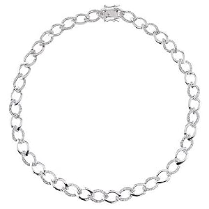 Oval CZ Link Chain Necklace Bridal Jewelry - 16 Inch