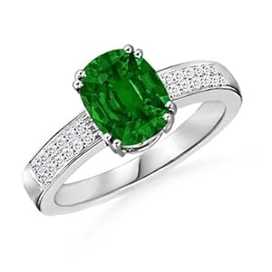 Cushion Emerald and Diamond Ring in Platinum