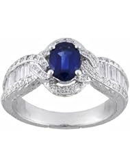 18K White Gold Sapphire and Diamond Ring -- LIFETIME WARRANTY