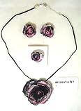 Polymer Clay Custom Jewelry Purple and Black Necklace, Earrings and Ring