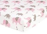 Fitted Crib Sheet for Pink and Brown Elephant Baby Toddler Bedding by JoJO Designs - Elephant Print