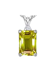 Original Star K (tm) Large 14x10mm Emerald Cut Simulated Peridot Pendant in 925 Sterling Silver