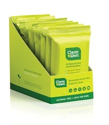 Cleanwell All Natural Hand Sanitizing Pocket Pack Wipes, 10-count Resealable Package (Pack of 8)